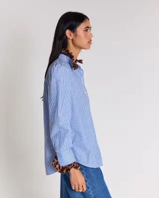 Blouse Source rayures bleu et léopard — photo 4