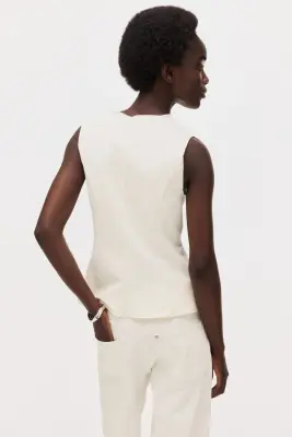 Gilet sans manches en jersey - Crème — photo 2
