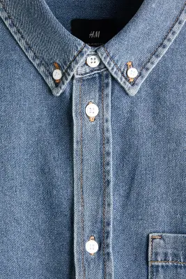 Chemise Relaxed Fit en denim de coton - Bleu denim — photo 5