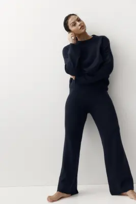 Pantalon en maille fine - Bleu marine — photo 1