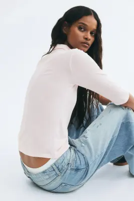 Polo côtelé - Rose poudré — photo 2