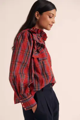 Blouse Diana tartan rouge — photo 2