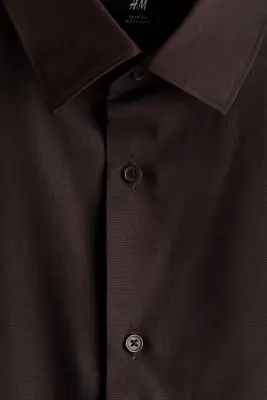 Chemise Slim Fit repassage facile - Marron foncé — photo 4