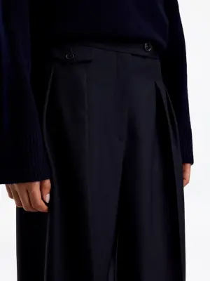 Pantalon en laine nattée - Bleu foncé — photo 3