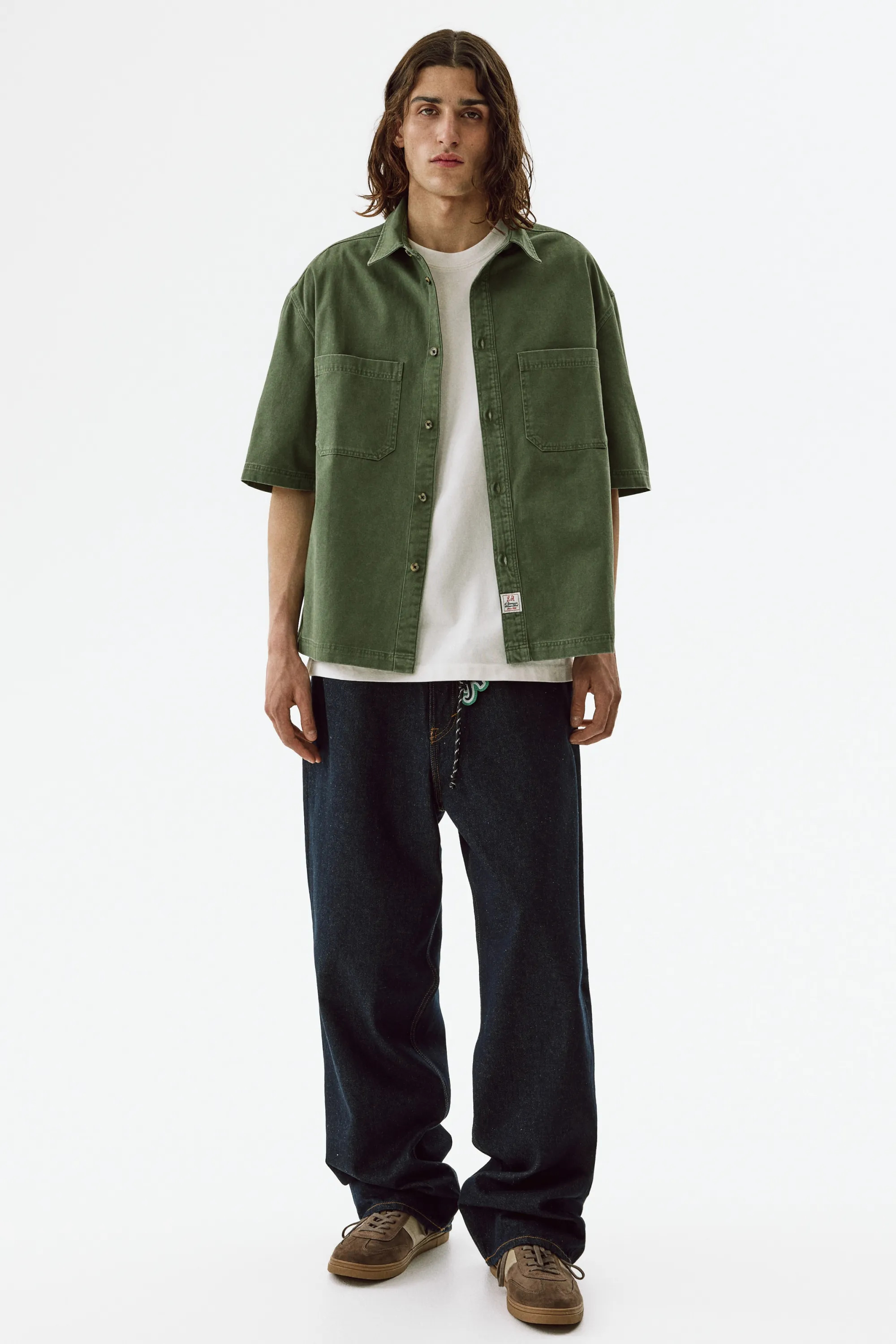 Chemise Relaxed Fit en denim - Vert kaki