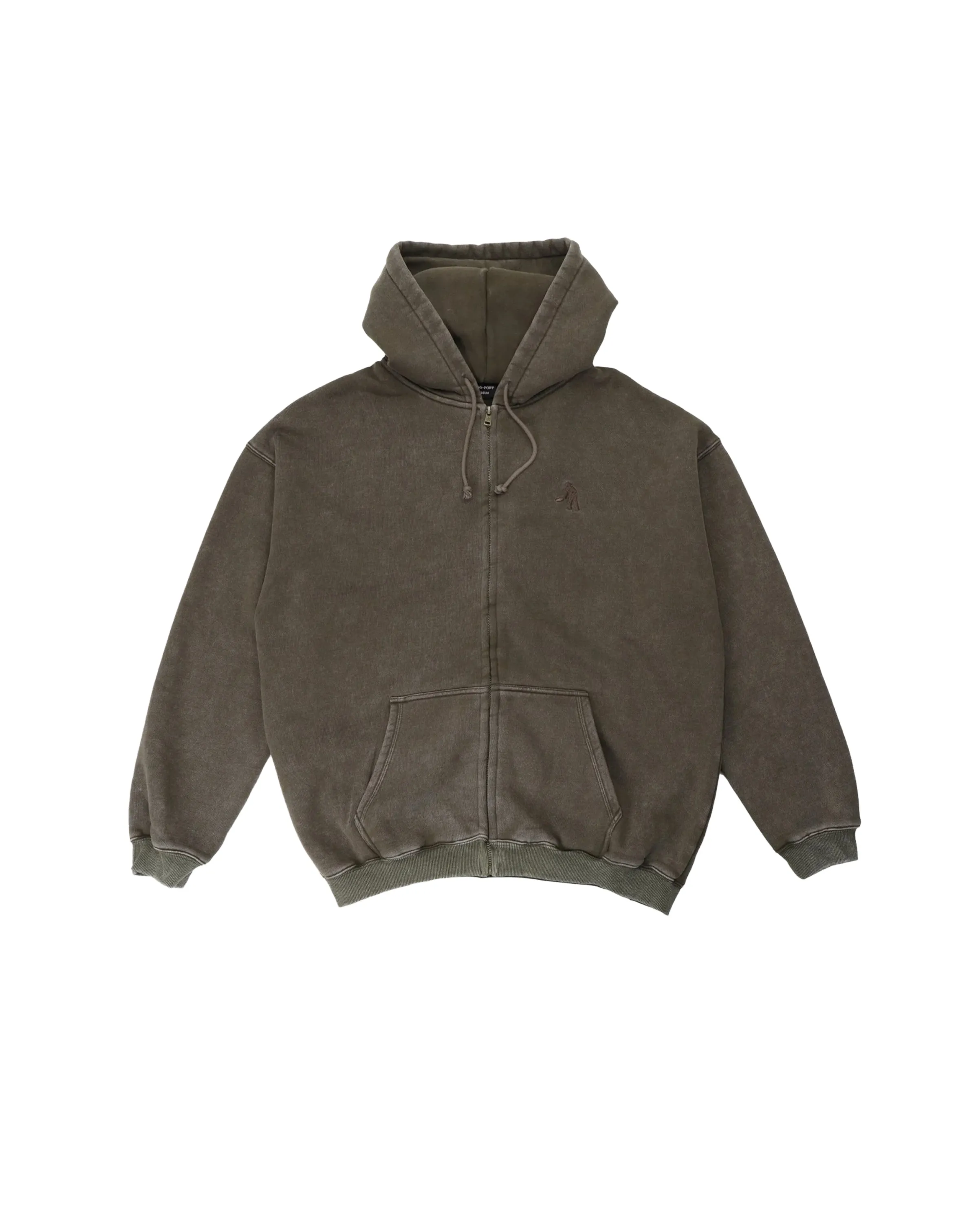 Solid Worker Zip Hoodie Washed Bark