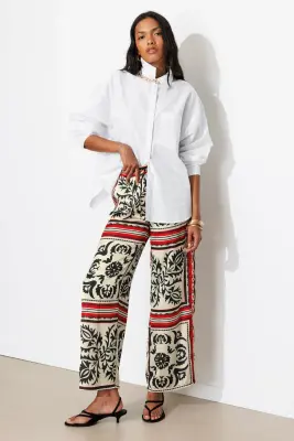 Pantalon large en satin Femme — photo 3
