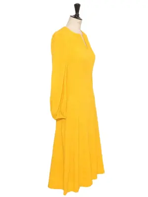 Robe manches longues en jacquard  jaune tournesol  Est. retail 1600€ Taille 34 — photo 5