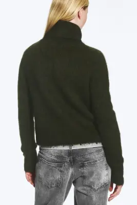 Gilet zippé mélangé mohair - Vert foncé — photo 3