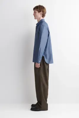 CHEMISE À MANCHES LONGUES EN CHAMBRAY - BLEU — photo 2