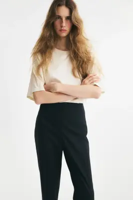 Pantalon cigarette chic - Bleu marine — photo 2