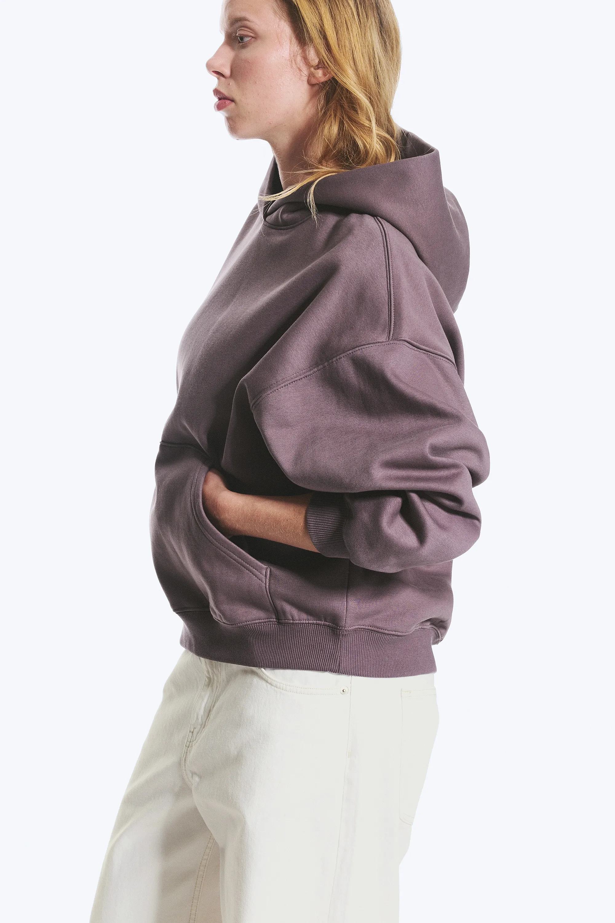 Sweat à capuche oversize d’épaisseur moyenne - Lilas cendré