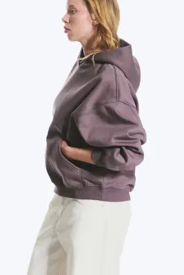 Sweat à capuche oversize d’épaisseur moyenne - Lilas cendré — photo 1