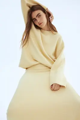 Jupe évasée en maille - Jaune clair — photo 3