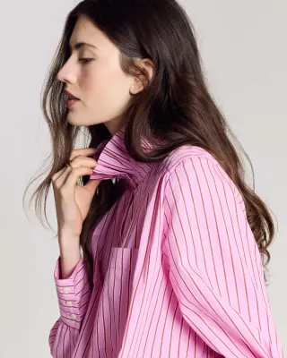 Chemise Leonor rayures rose et rouge — photo 2