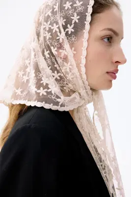 Foulard de hanches en mesh brodé - Rose clair — photo 3