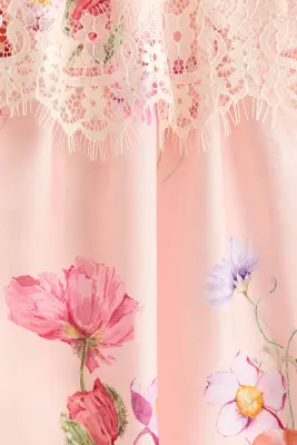 Robe bandeau avec dentelle - Rose clair/fleuri — photo 2