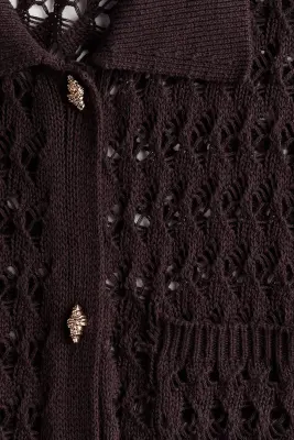 Gilet en coton façon crochet - Marron foncé — photo 4