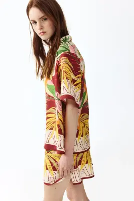 Short-sleeved patterned shirt - Rouge foncé/motif — photo 3