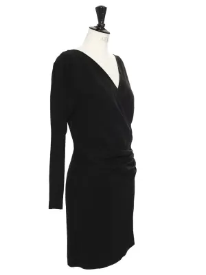 Mini robe de cocktail décolleté plongeant en crêpe noir Px boutique 1100€ Taille 40 — photo 2