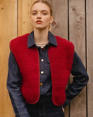 Gilet sans manches Camy rouge en mérinos – Yoko