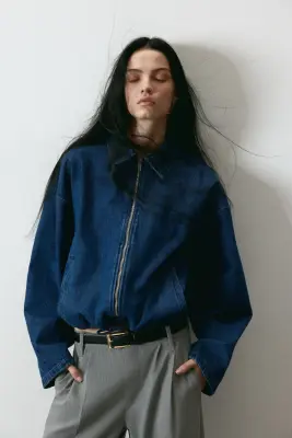 Veste en denim avec col - Bleu denim — photo 2