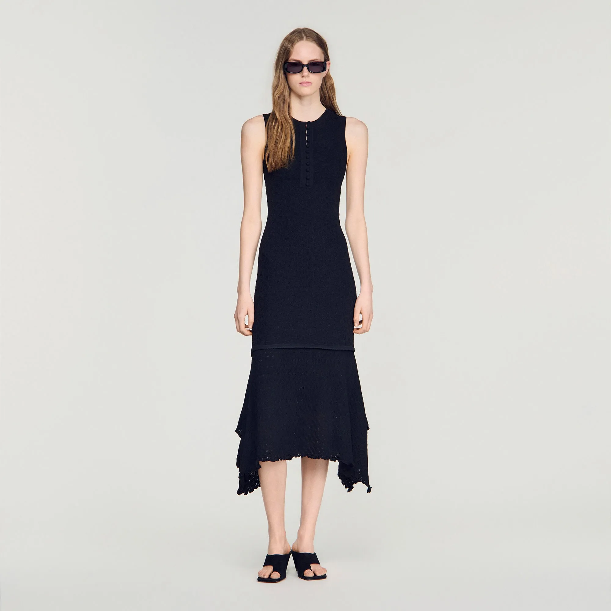 Robe longue à pointelle fantaisie