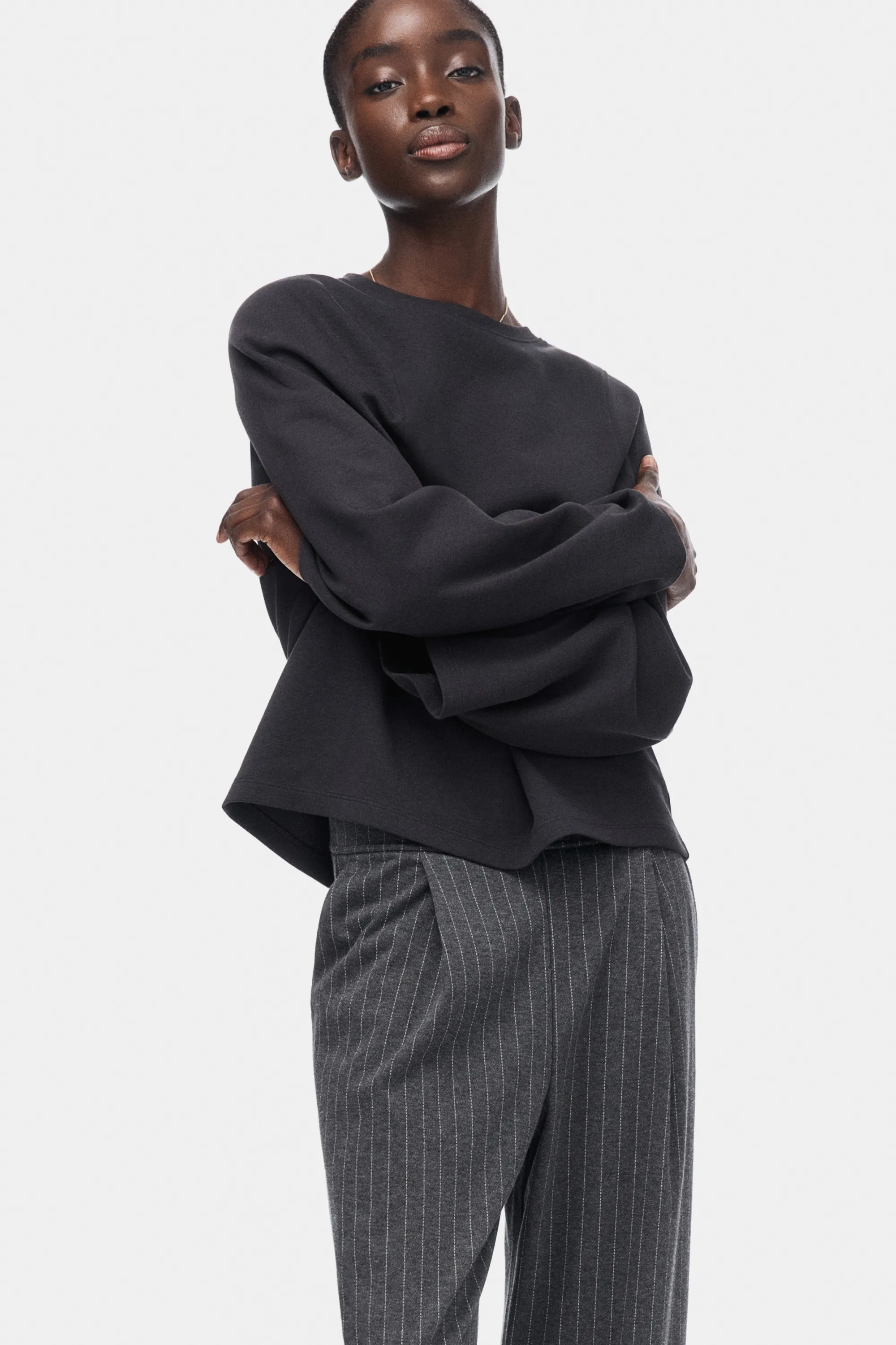 Pantalon large - Gris foncé/rayures tennis