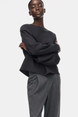 Pantalon large - Gris foncé/rayures tennis — photo 1