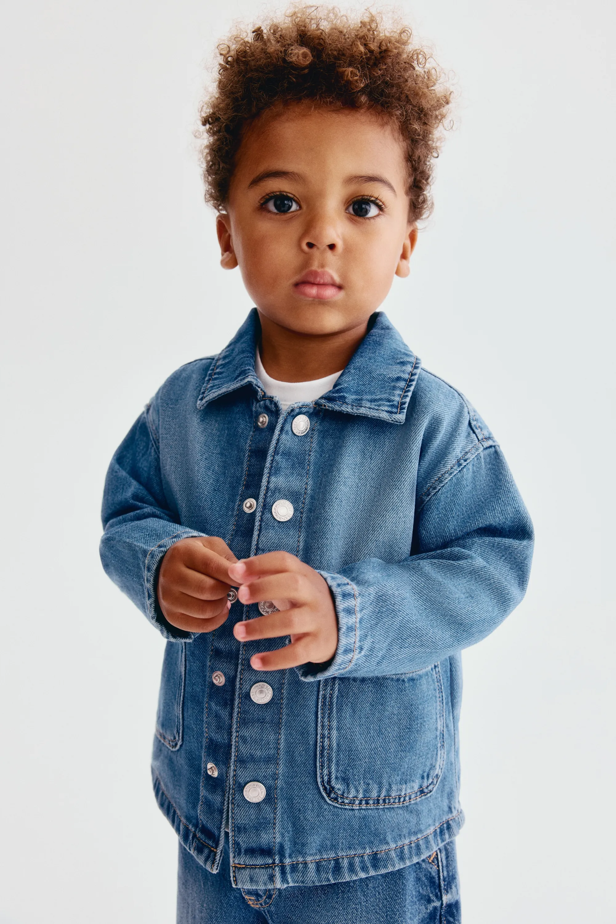 Ensemble 3 pièces en coton - Bleu denim/blanc