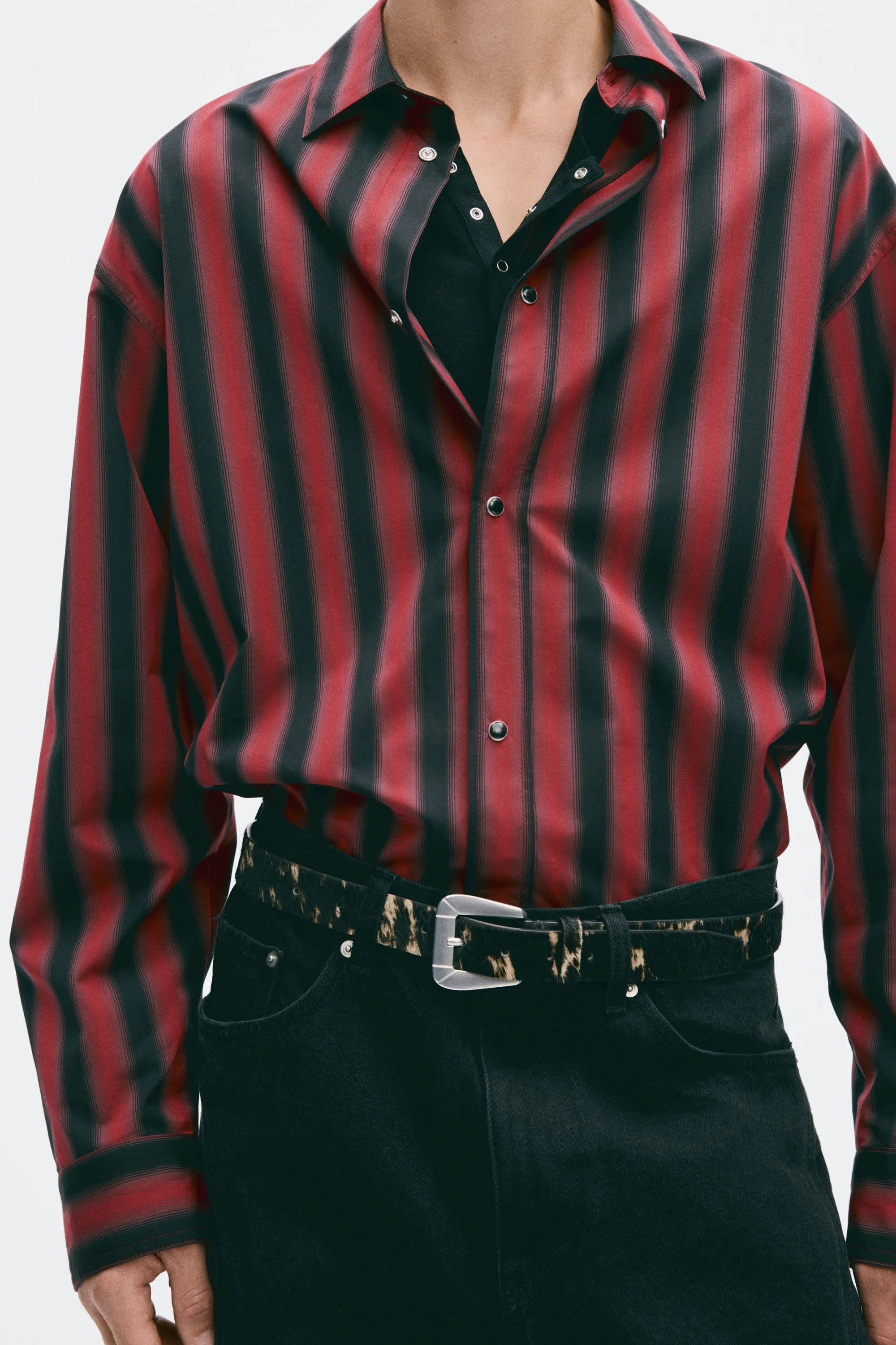 Chemise Regular Fit en coton pima - Rouge foncé/rayé