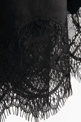 MAMA Jupe en satin avec dentelle - Noir — photo 4