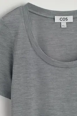 T-SHIRT SLIM EN SOIE - GRIS CHINÉ — photo 4
