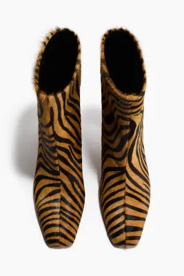 Bottines en cuir - Beige/imitation tigre — photo 4