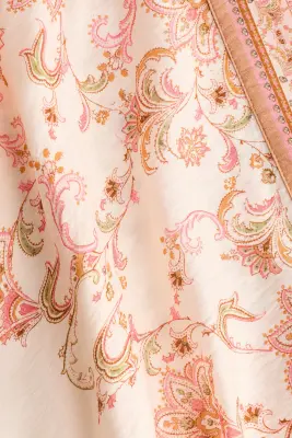 Robe loose avec ceinture à nouer - Rose/motif cachemire — photo 4