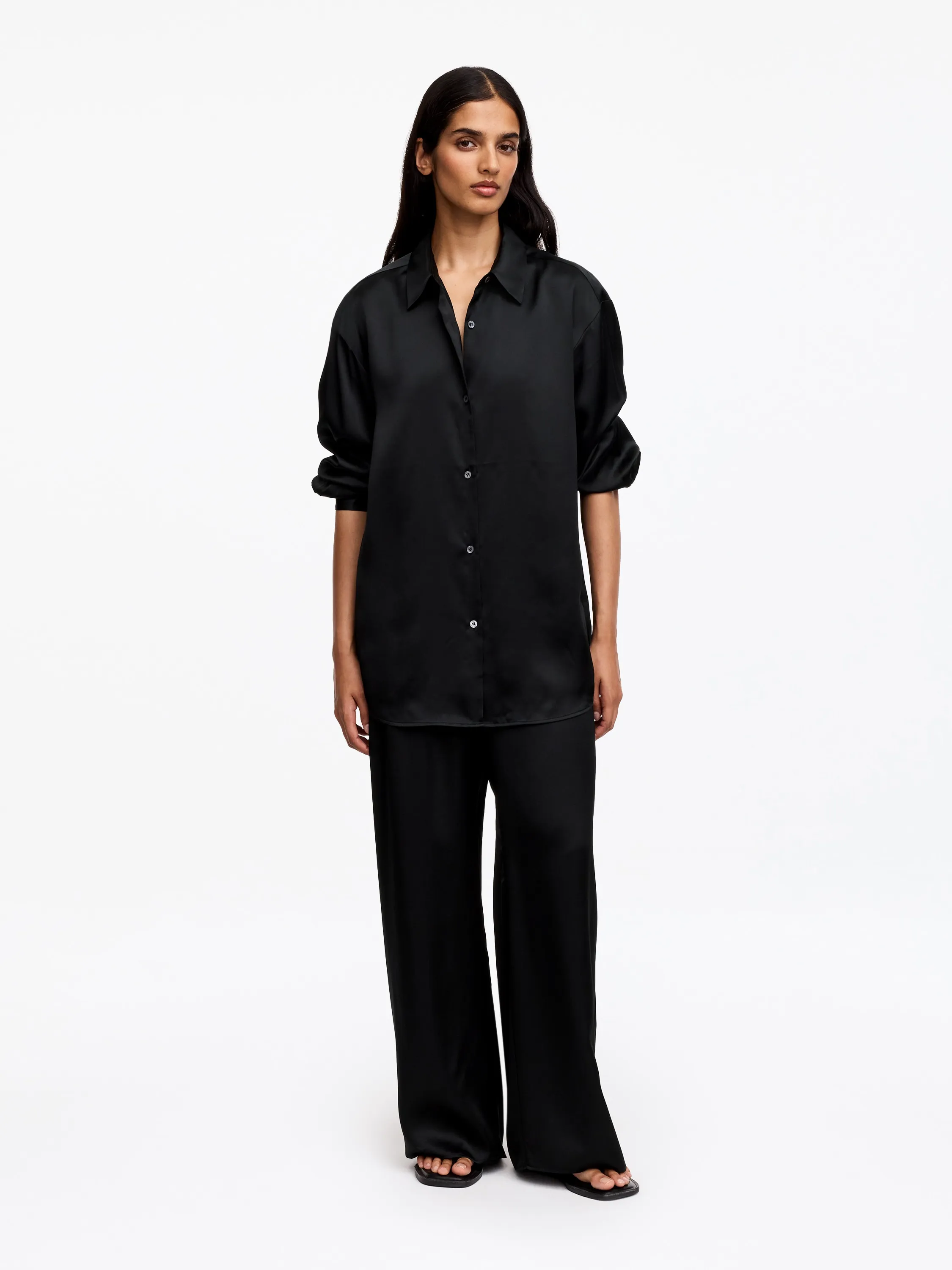 Pantalon en satin de soie - Noir