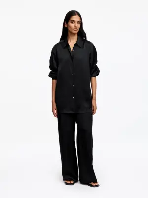 Pantalon en satin de soie - Noir — photo 1