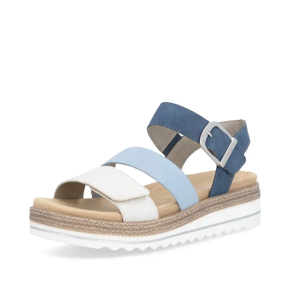 Sandales Remonte D0Q55-14 Bleu Marine - Velcro Boucle Grande Pointure Femme