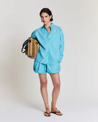 Short Marcelline rayures turquoise — photo 2