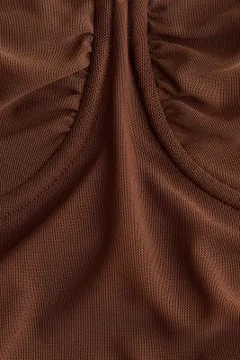Top en mesh à effet ruché - Marron — photo 3