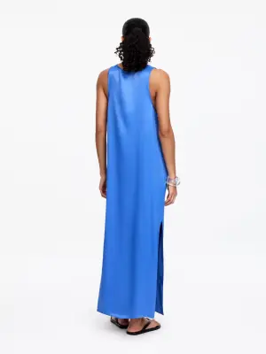 Robe en satin sans manches - Bleu — photo 1