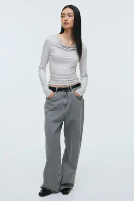 Top ornementé - Gris clair — photo 1