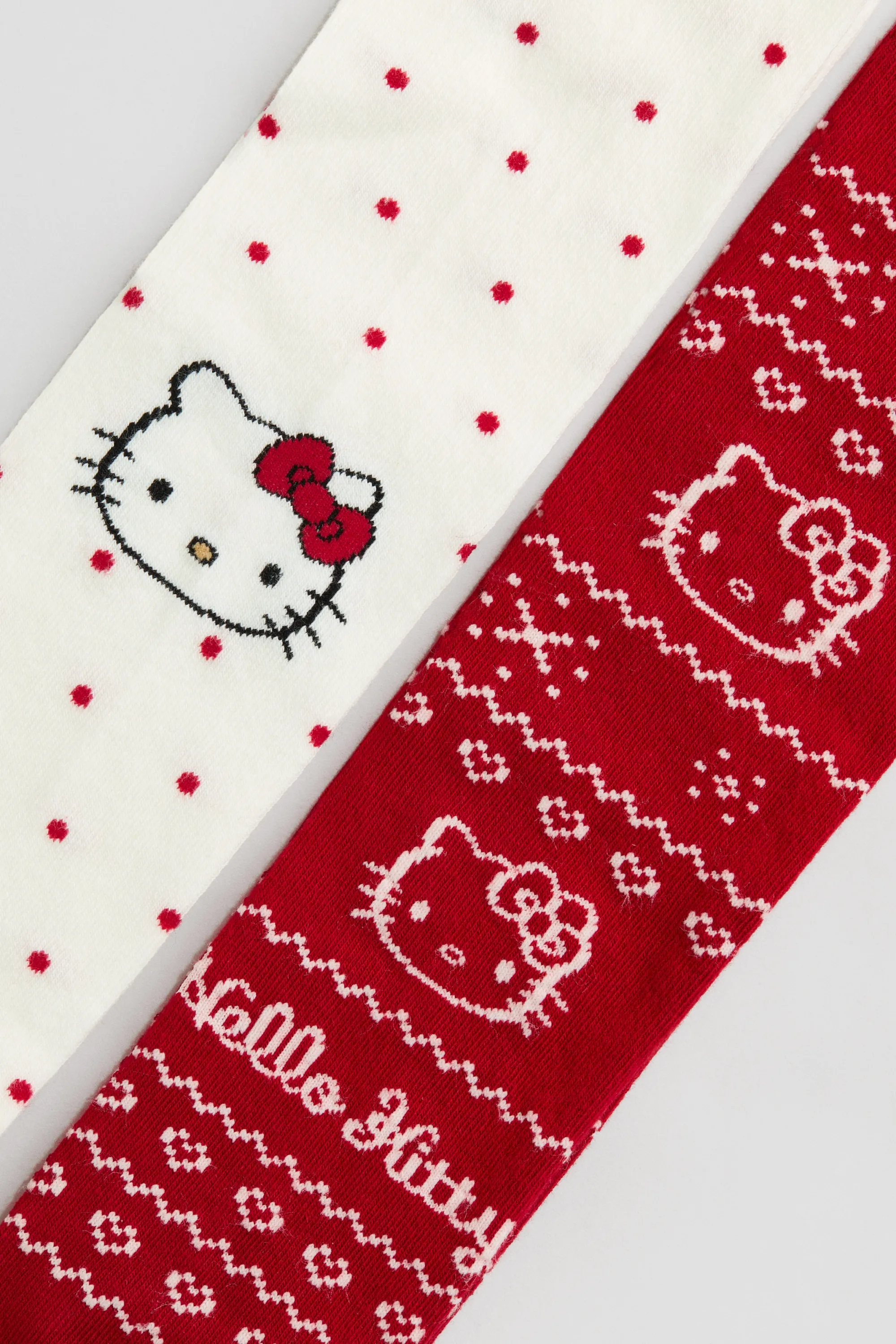Lot de 2 collants en maille jacquard - Rouge/Hello Kitty