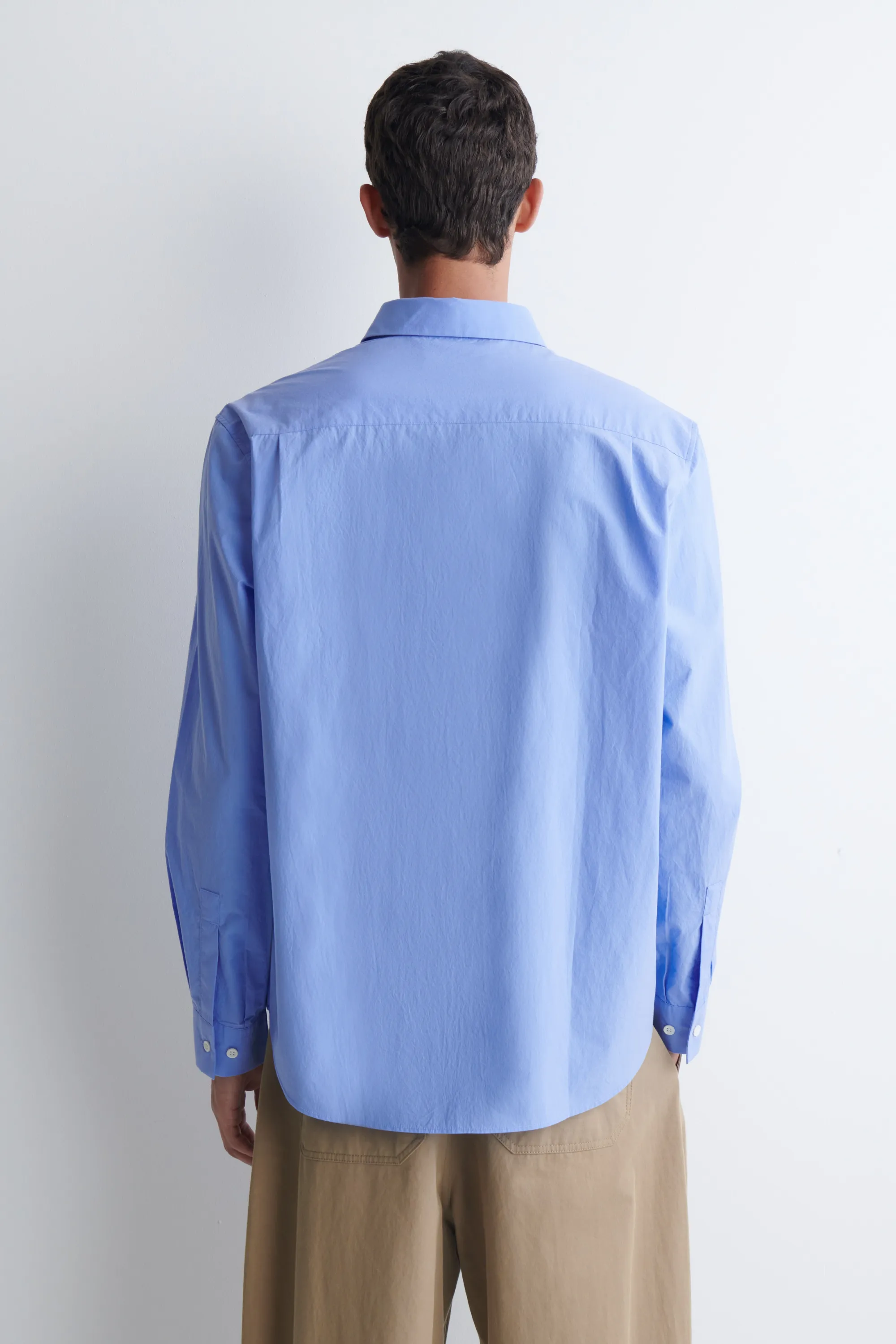 CHEMISE DÉCONTRACTÉE EN POPELINE DE COTON PIMA - BLEU