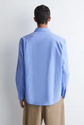 CHEMISE DÉCONTRACTÉE EN POPELINE DE COTON PIMA - BLEU — photo 1