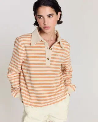 Sweat-shirt Mirabelle rayures orange, bleu et écru — photo 1
