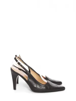 Escarpins à bride cheville en cuir fleuri noir Prix boutique 750€ Taille 38 — photo 1