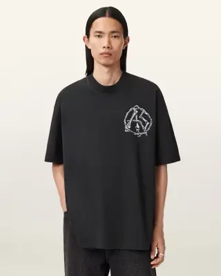 ALLSAINTS Anatomica Oversized T-Shirt Washed Black — photo 4