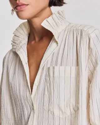 Chemise Léonor rayures écru et marine — photo 3