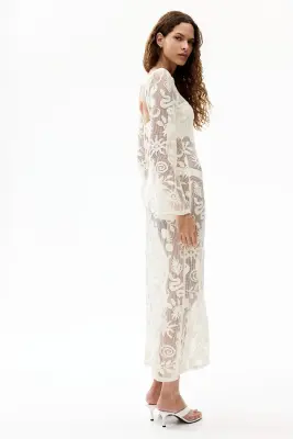 Robe en résille avec motifs - Crème — photo 2
